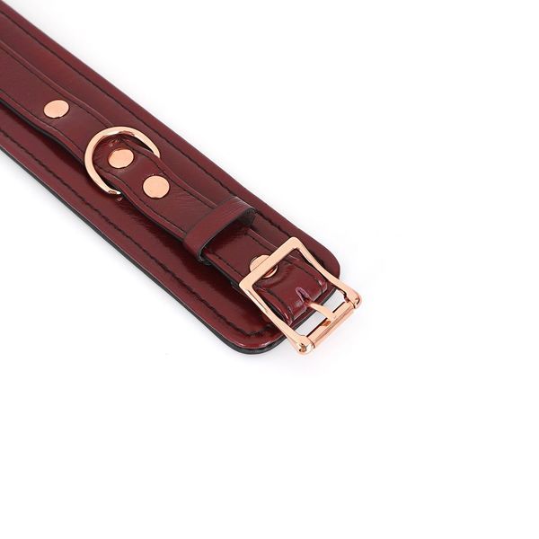 Шкіряні наручники Liebe Seele Wine Red Wrist Cuffs, знімний ланцюжок-кріплення SO9452