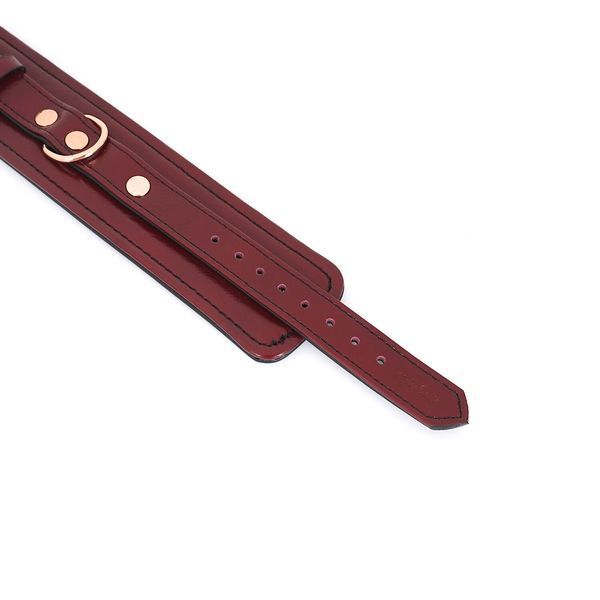 Шкіряні наручники Liebe Seele Wine Red Wrist Cuffs, знімний ланцюжок-кріплення SO9452