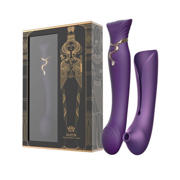 Смартвибратор 3в1 Zalo &mdash; Queen Set Twilight Purple, пульсирующая жемчужина и вакуум, кристалл Swarovski SO6664