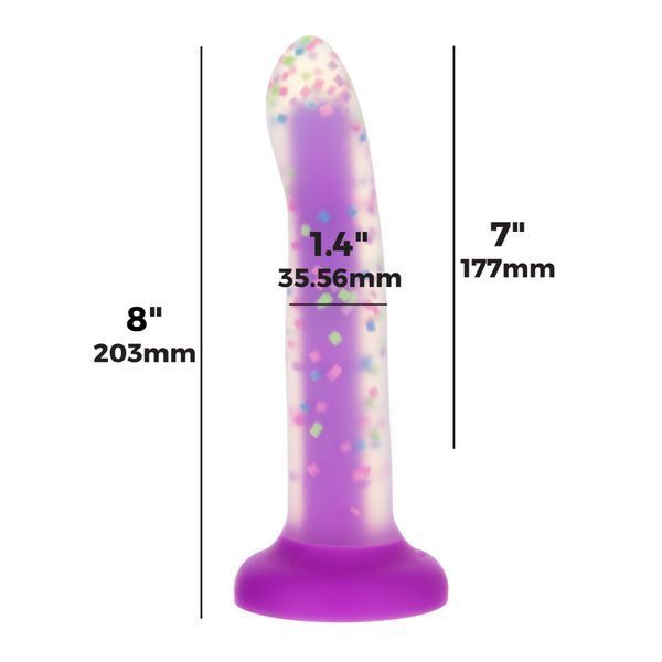 Фалоімітатор, що світиться в темряві, ADDICTION Rave 8&Prime;, Glow in the Dark Dildo Purple Confetti, 20,3 см SX1301