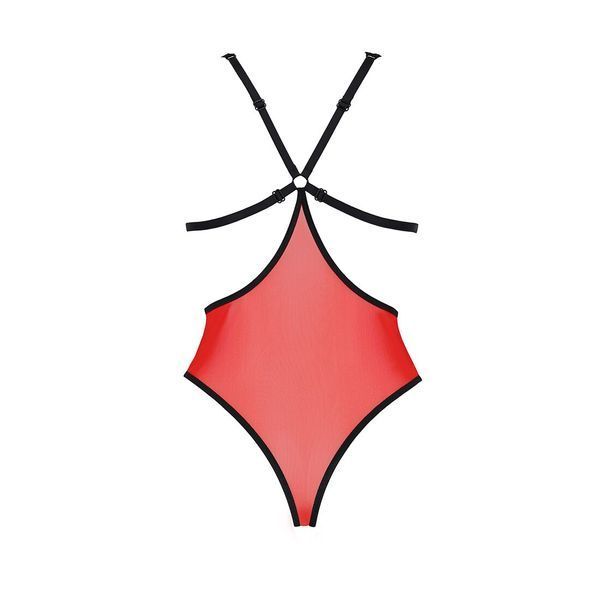 Напівпрозоре боді з мереживом Passion PEONIA BODY S/M red SO8461