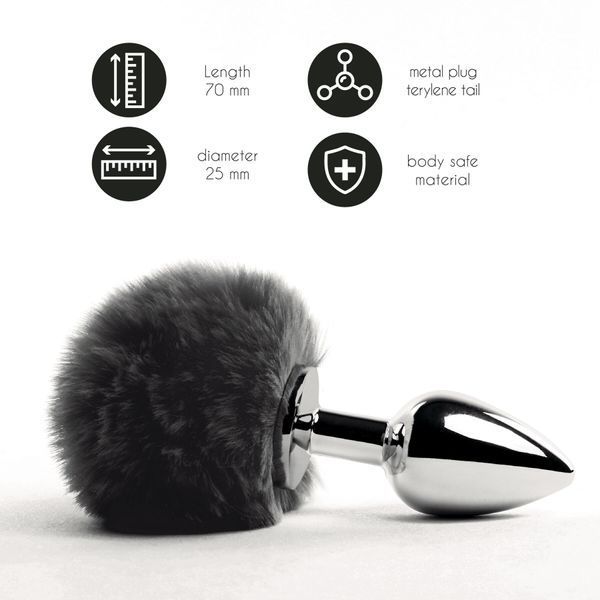 Анальна пробка FeelzToys - Bunny Tails Butt Plug Black SO5063