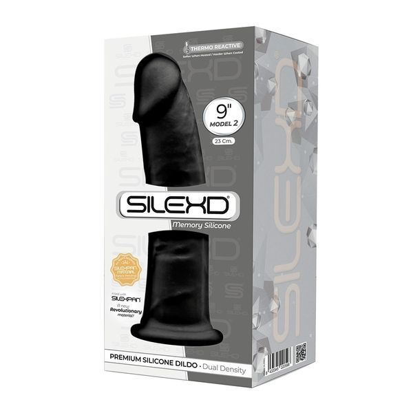 Фаллоимитатор SilexD Oscar Black (MODEL 2 size 9in), двухслойный, силикон+Silexpan, диаметр 5,4см SO9925
