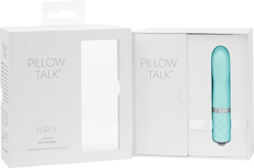 Розкішний вібратор PILLOW TALK - Flirty Teal з кристалом Swarovski, гнучка головка SO2726