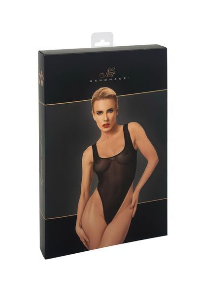 Боді Noir Handmade F322 Paparazzi, XXL, прозоре, низ стрінги, високі вирізи SX0367