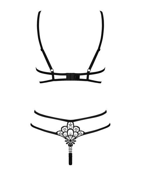 Еротичний комплект зі стреп Obsessive Badossa 2-pcs set L/XL, чорний, з доступом SO7218