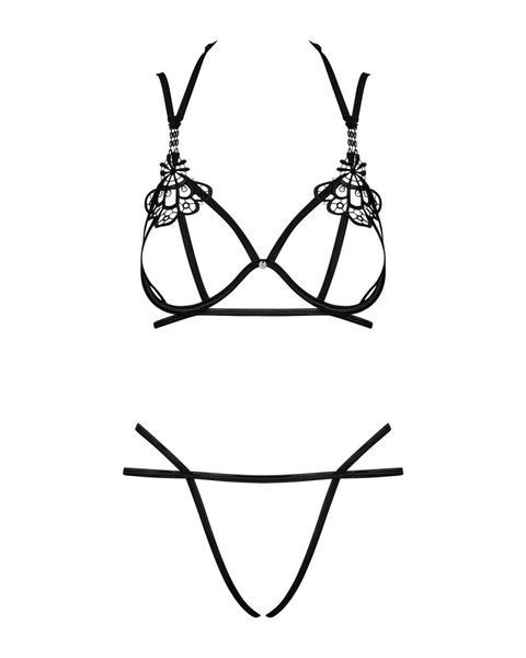 Еротичний комплект зі стреп Obsessive Badossa 2-pcs set L/XL, чорний, з доступом SO7218
