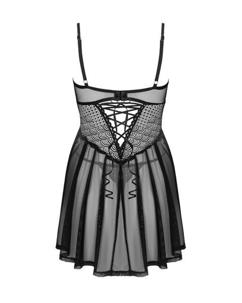 Еротичний комплект Obsessive Chemeris babydoll & thong XS/S, пеньюар та стрінги SO9758