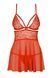Бебі-дол Obsessive 838-BAB-3 babydoll & thong, 2XL/3XL, червоний, мереживний ліф, стрінги в комплекті SX1121 фото 3