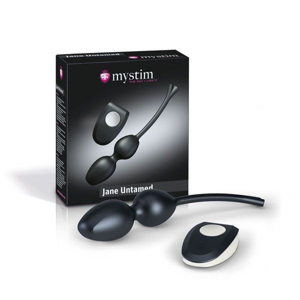 Вагинальные шарики для миостимуляции Mystim Jane Untamed Vibe с вибрацией и пультом ДУ SO2966