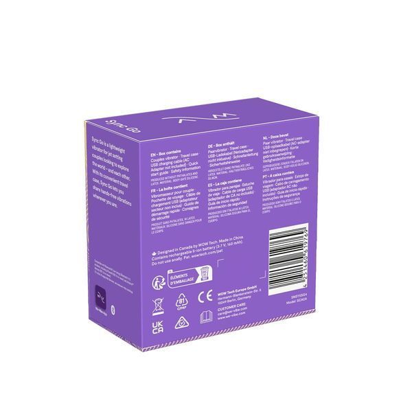 Смарт-вибратор для пар We-Vibe Sync GO Light Purple, тревел-кейс SX0527