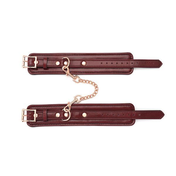 Кожаные поножи Liebe Seele Wine Red Ankle Cuffs, съемная цепочка-крепление SO9453