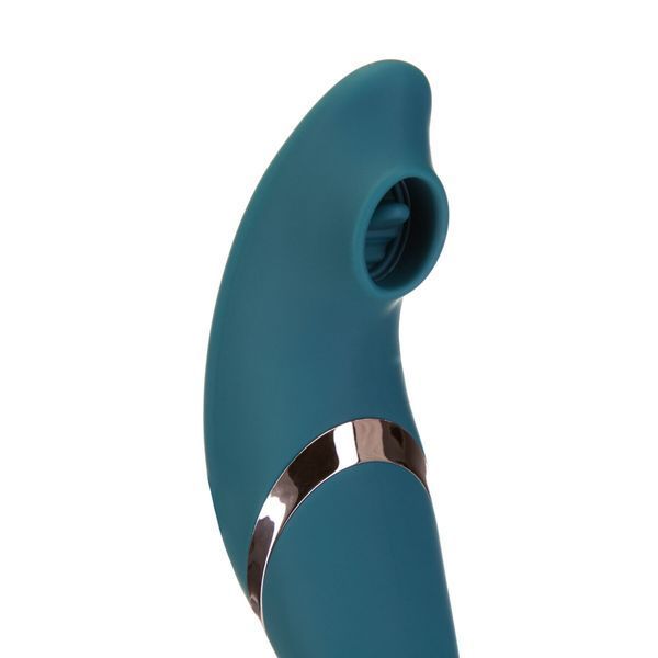 Багатофункціональний вібратор з вакуумною стимуляцією Swan The Monarch Teal SO8905