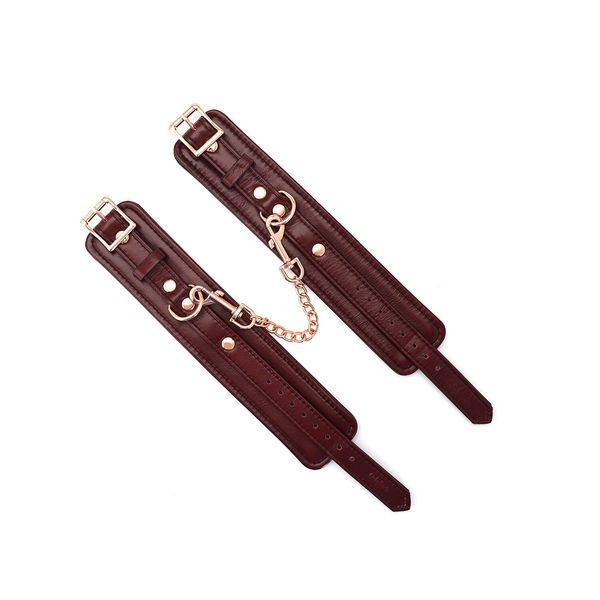Кожаные поножи Liebe Seele Wine Red Ankle Cuffs, съемная цепочка-крепление SO9453