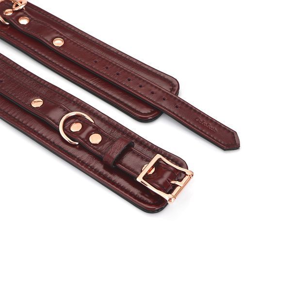 Кожаные поножи Liebe Seele Wine Red Ankle Cuffs, съемная цепочка-крепление SO9453
