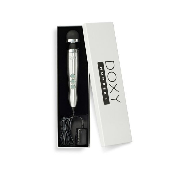 Вібромасажер DOXY Die Cast 3 Silver (Satin), дуже потужний, живлення 220В, металевий корпус SO2602