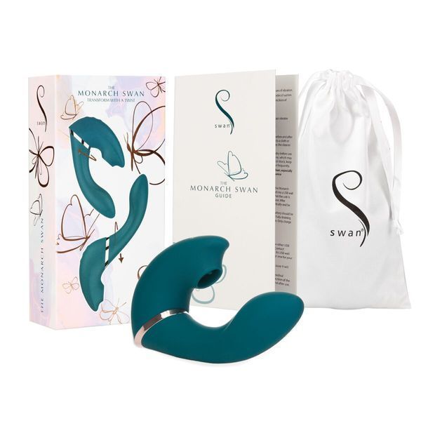Багатофункціональний вібратор з вакуумною стимуляцією Swan The Monarch Teal SO8905