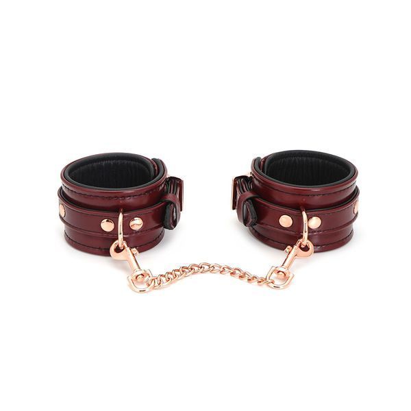 Кожаные поножи Liebe Seele Wine Red Ankle Cuffs, съемная цепочка-крепление SO9453