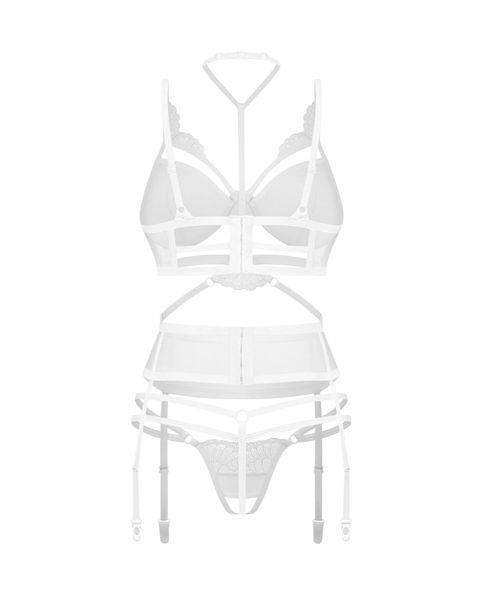 Комплект Obsessive Premisis White 3-pcs crotchless set 2XL/3X SX3120