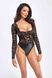 Боди Noir Handmade F296 Psyche, 3XL, кружево, длинный рукав, низ под латекс, с доступом SX0218 фото 4