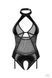 Боди с доступом Obsessive Dominna crotchless teddy S/M, экокожа и сетка, чокер SX3561 фото 6