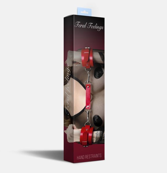 Наручники Feral Feelings - Hand Restraints, натуральна шкіра, червоні SO8256