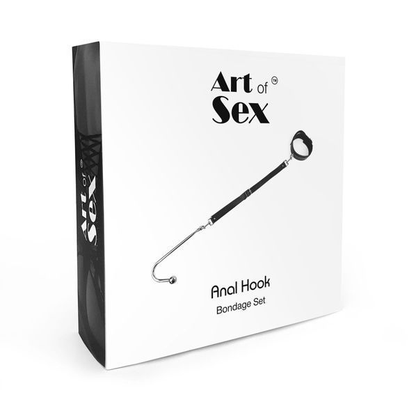 Анальний гак 4 із нашийником з натуральної шкіри Art of Sex - Anal hook, Чорний SO7763