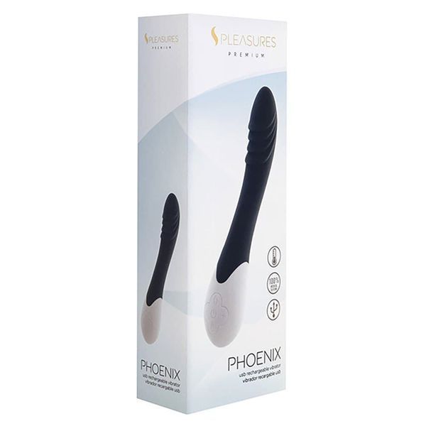 Вібратор S Pleasures Premium Phoenix, для точки G, чорний, водостійкий, 16 видів вібрації, нагрів SX1614