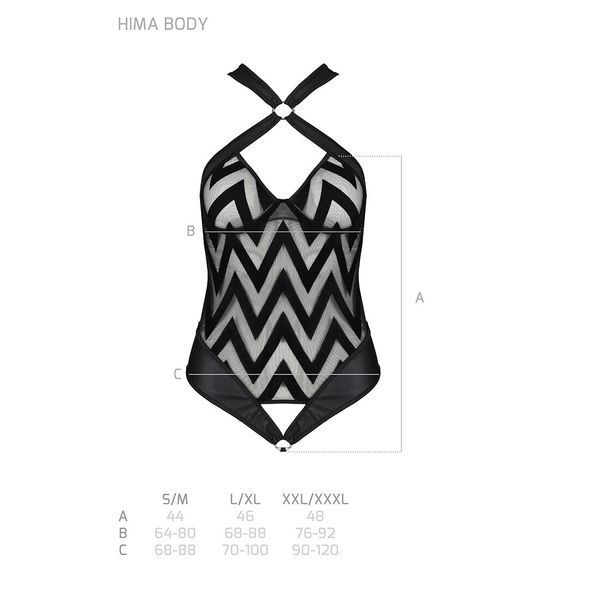 Сітчастий боді з халтером та ритмічним малюнком Passion Hima Body S/M, black SO5347