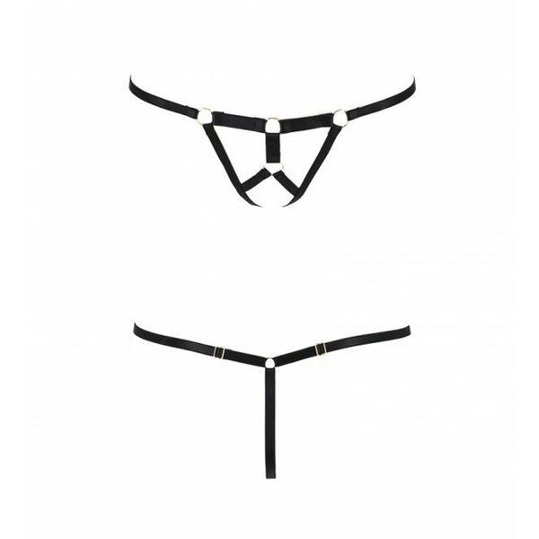 Трусики стрінги зі стреп Passion Exclusive ARMANDA THONG L/XL, black PS26804