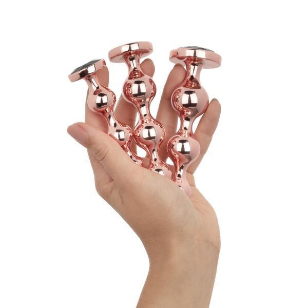 Набор анальных игрушек Rosy Gold - Metal Butt Plug Set 3 Pieces SX3070