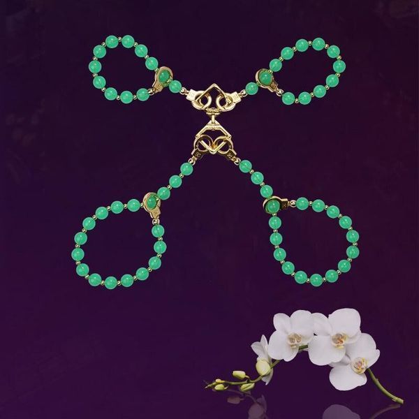 Нефритовые наручники и поножи LOCKINK Jade Handcuffs & Anklecuffs SX2839