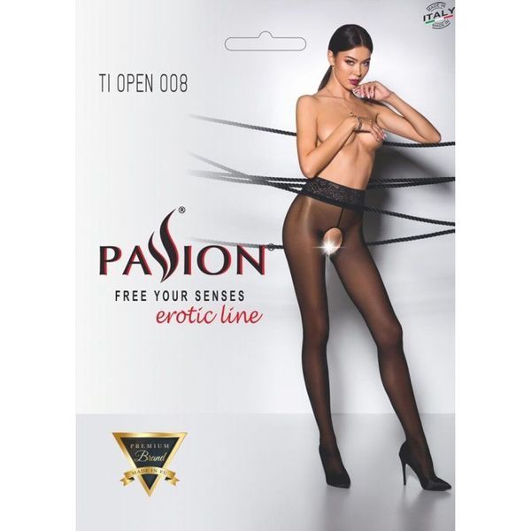 Еротичні колготки Passion TIOPEN 008 1/2 (30 den), black, з вирізом PS24521