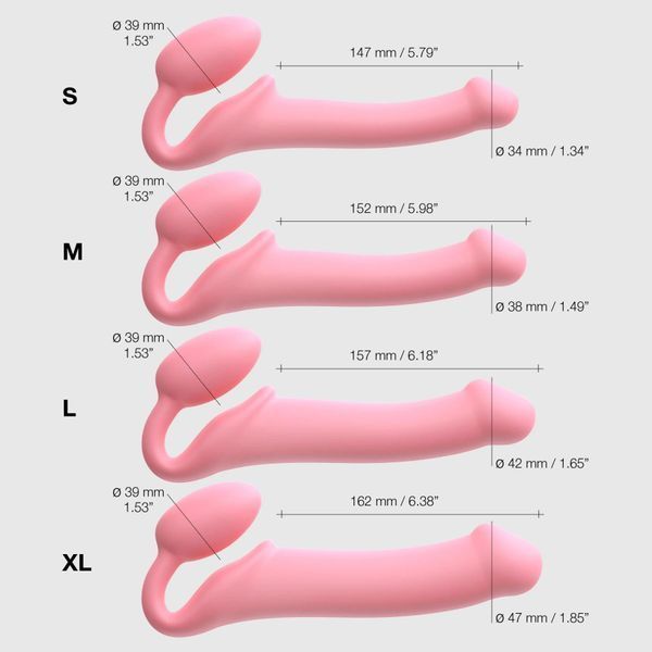 Безремінний страпон Strap-On-Me Rose M, повністю регульований, діаметр 3,3 см SX2568