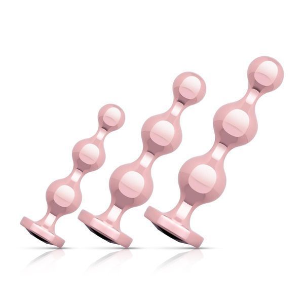 Набор анальных игрушек Rosy Gold - Metal Butt Plug Set 3 Pieces SX3070