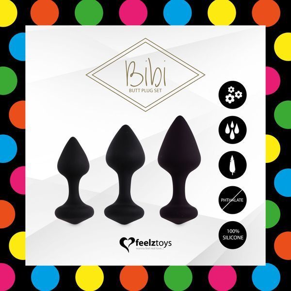 Набор силиконовых анальных пробок FeelzToys - Bibi Butt Plug Set 3 pcs Black SO5065