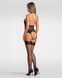 Боди с доступом Obsessive Dominna crotchless teddy S/M, экокожа и сетка, чокер SX3561 фото 2