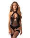 Боди с доступом Obsessive Dominna crotchless teddy S/M, экокожа и сетка, чокер SX3561 фото 1