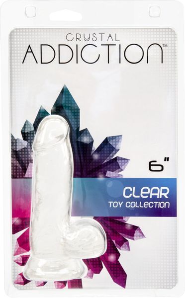 Прозорий фалоімітатор на присосці ADDICTION &mdash; Clear Dildo with Balls 6&Prime;, віброкуля в подарунок SO5580