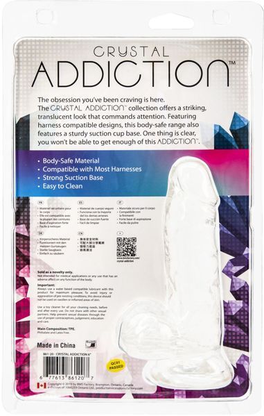 Прозорий фалоімітатор на присосці ADDICTION &mdash; Clear Dildo with Balls 6&Prime;, віброкуля в подарунок SO5580