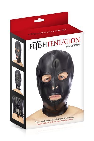 Капюшон для БДСМ с открытыми глазами и ртом Fetish Tentation Open mouth and eyes BDSM hood SO4671