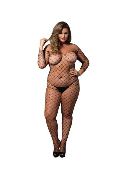 Бодістокінг Leg Avenue Off the shoulder bodystocking Black Queen Size SX1085