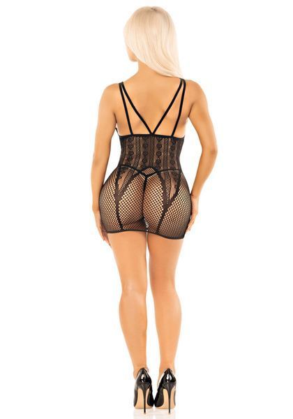 Платье Leg Avenue Heart Net Mini Dress One Size Black SX2757