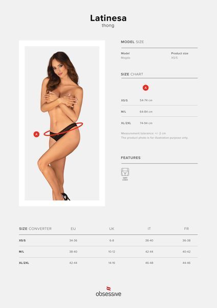 Трусики с доступом Obsessive Latinesa crotchless thong XS/S Новинка SO9783