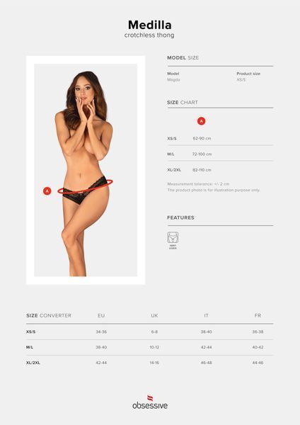 Трусики с доступом Obsessive Medilla crotchless thong XL/2XL SO9063