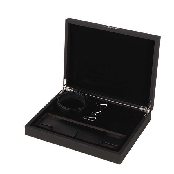 Маска на очі LOCKINK Blindfold Kit, чорна, натуральна шкіра, регульований обсяг SX0833