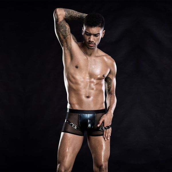 Мужские эротические сетчатые трусы с ремнями, One Size Black SO3679
