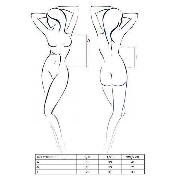 Корсет під латекс з пажами Passion Exclusive BES CORSET XXL/XXXL, black, стрінги, шнурівка PS20303