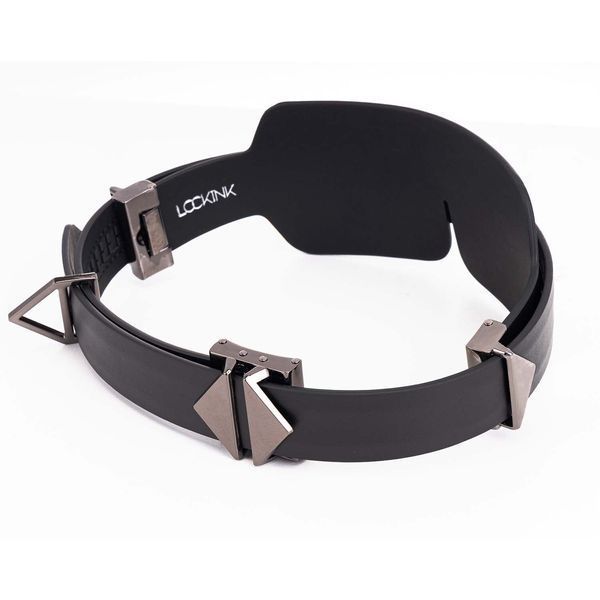 Маска на очі LOCKINK Blindfold Kit, чорна, натуральна шкіра, регульований обсяг SX0833