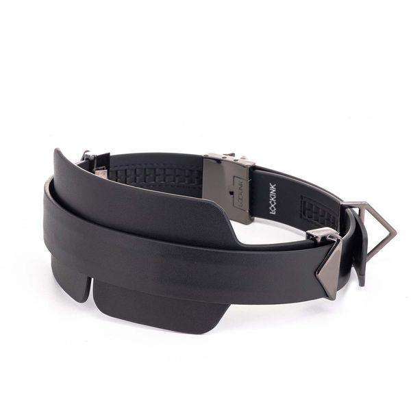 Маска на очі LOCKINK Blindfold Kit, чорна, натуральна шкіра, регульований обсяг SX0833